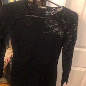 Black lace mesh dress